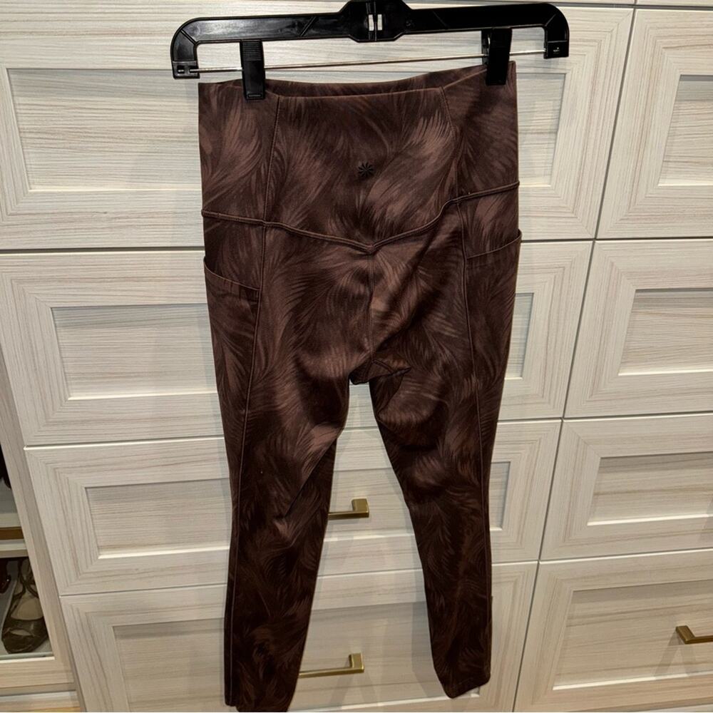 Athleta SALUTATION STASH POCKET II PRINTED TIGHT Ava Smoked Almond Brown XS - Picture 6 of 11